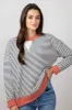 Striped Oversized Sweatshirt for Women in Charcoal | 19812-CHARCOAL sold by Glik’s