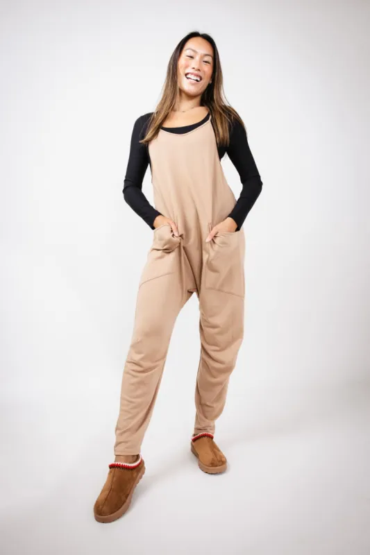 Moa Moa Outer Pocket Onesie for Women in Tan | MDB952-FPI-TAN sold by Glik’s