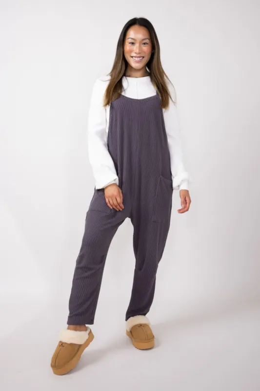 Wave Ribbed Onesie Jumpsuit for Women in Eggplant | WMJ3264-EGGPLANT sold by Glik’s