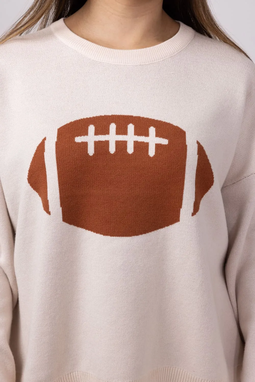 Football Graphic Sweater for Women in Cream | GW18FB-CRMBRN sold by Glik’s product image thumbnail 4