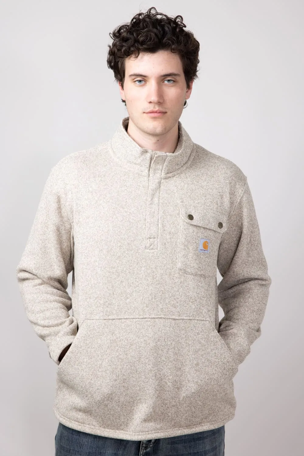 Carhartt Midweight Quarter Zip Sweatshirt for Men in Oat Milk | 106378-A16-OAT sold by Glik’s