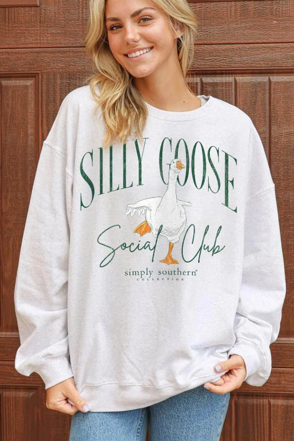 Simply Southern Silly Goose Social Club Sweatshirt for Women in Flurry | CREW-GOOSE-FLURRY sold by Glik’s