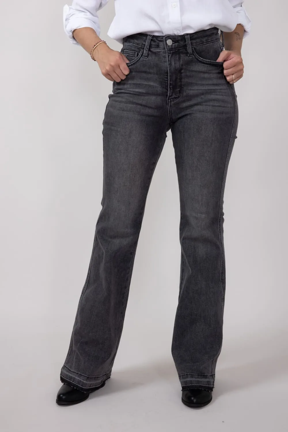 Judy Blue High Rise Contrast Flare Jeans for Women in Grey | 88880REG sold by Glik’s product image thumbnail 4