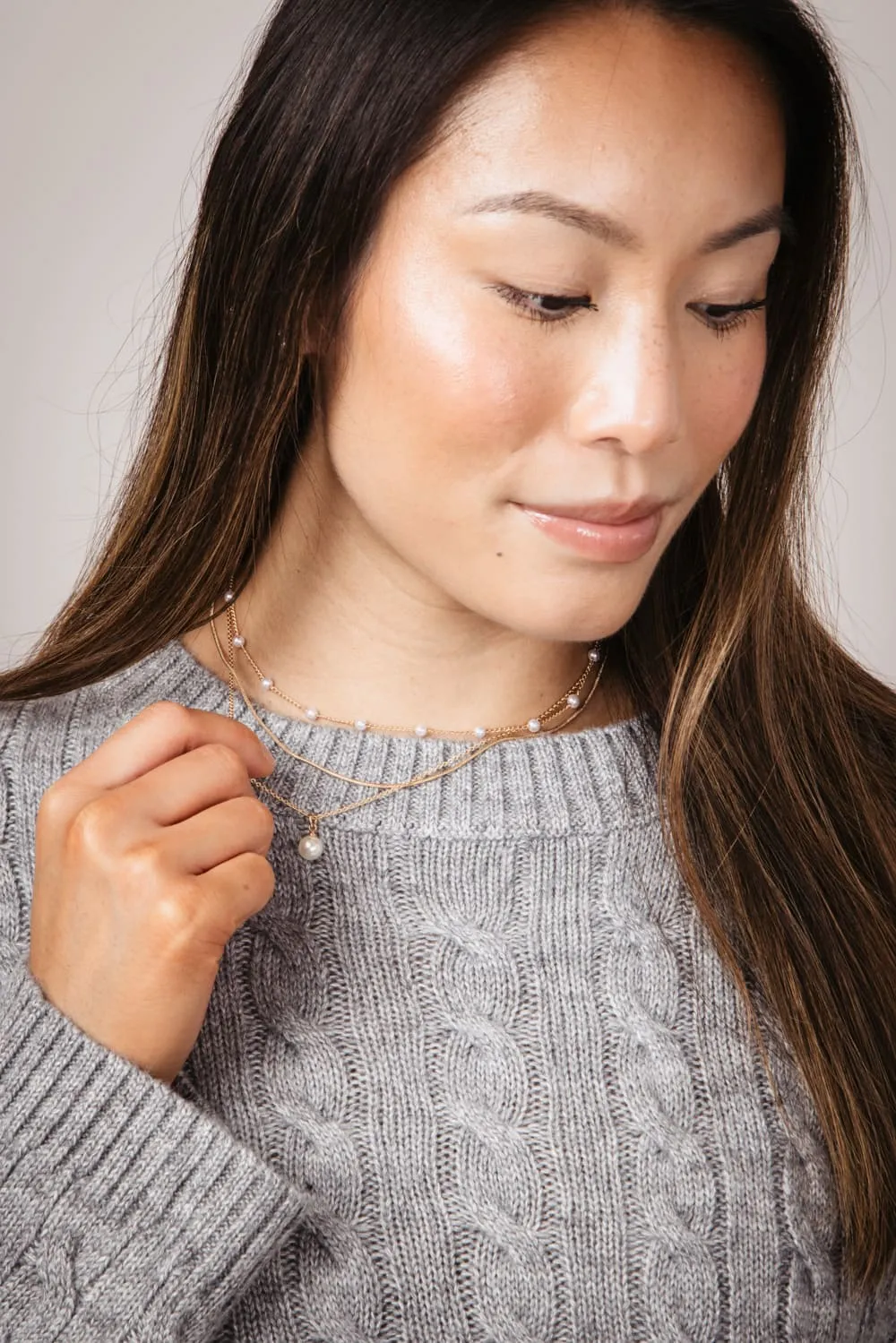 Triple Pearl Necklaces in Gold | HN3138GD sold by Glik’s product image thumbnail 2