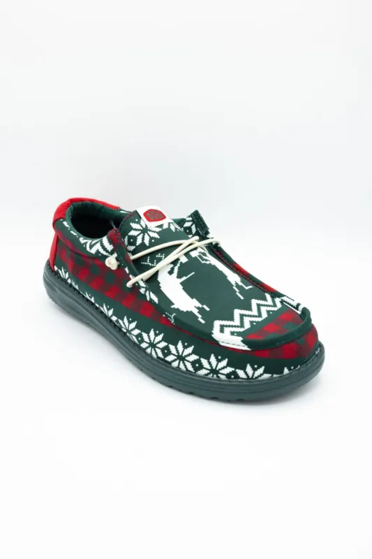 HEYDUDE Men’s Wally Holiday Cheers Shoes in Ugly Sweater Green | 41862-3U7 made by Glik’s