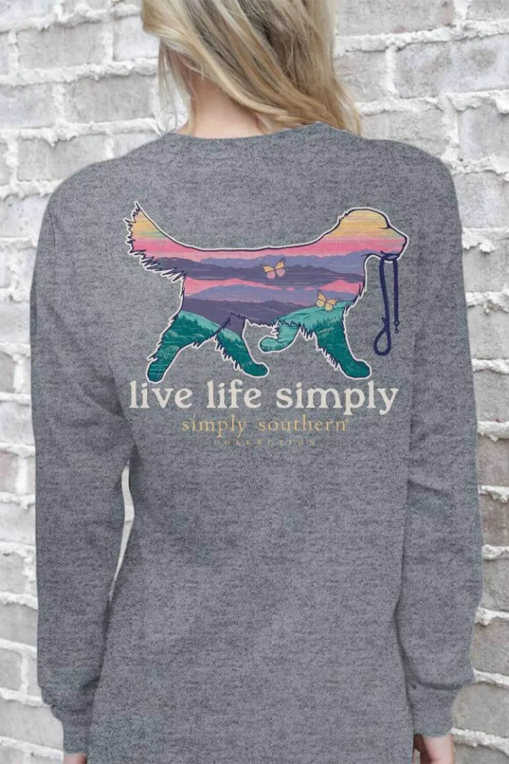 Simply Southern Long Sleeve Dog Live Life Simply T-Shirt for Women in Charcoal Heather | LS-SMPDOG-CHARCOALHTHR sold by Glik’s