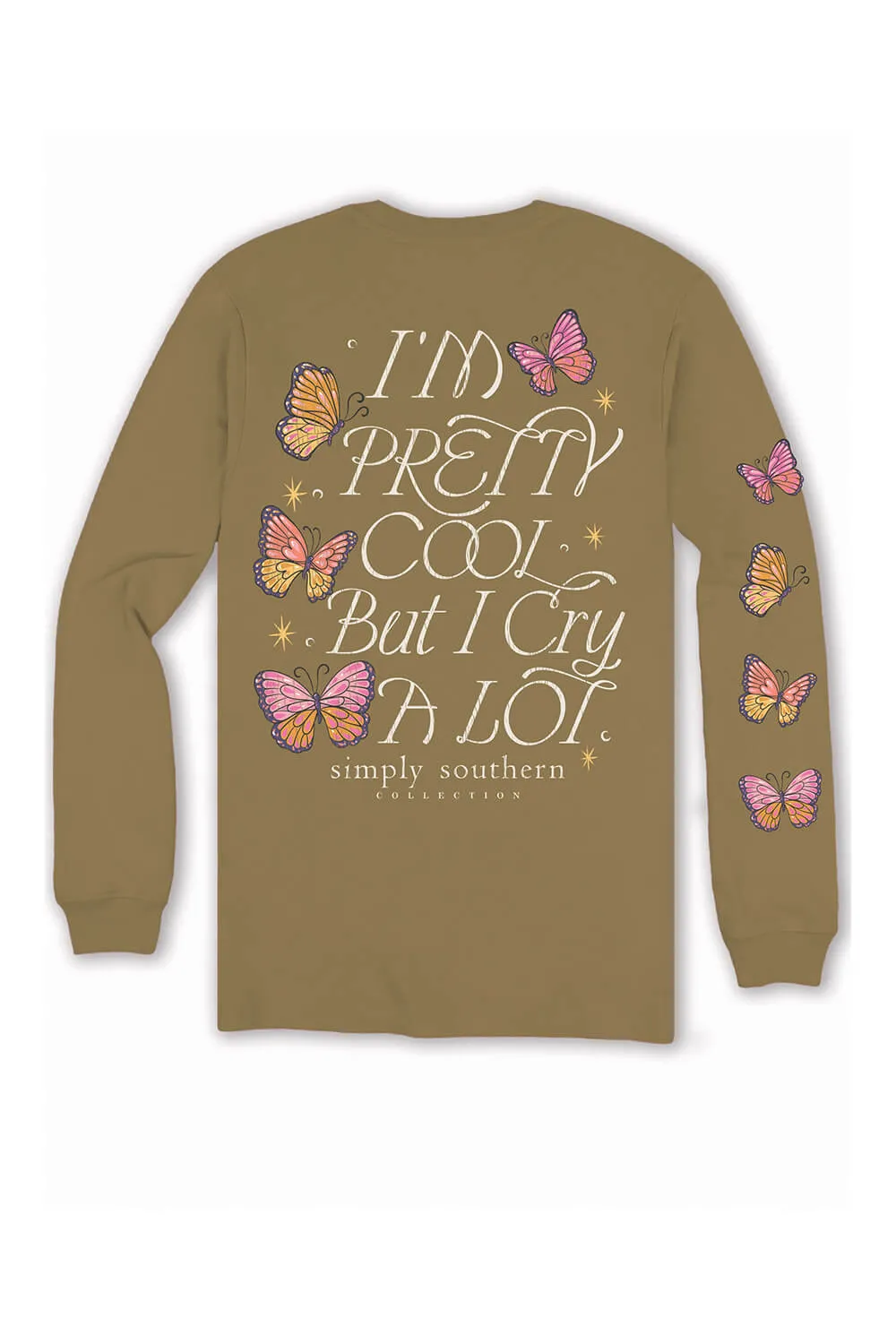 Simply Southern Long Sleeve I’m Pretty Cool But I Cry A Lot T-Shirt for Women in Tulepo Gold | LS-CRY-TULEPO sold by Glik’s product image thumbnail 3