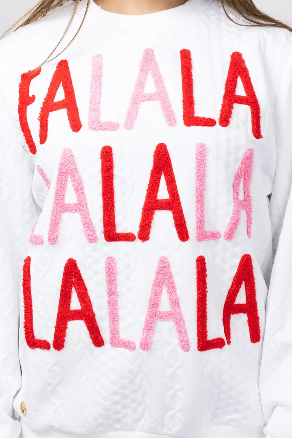 Simply Southern Braided FA LA LA Sweatshirt for Women in White | PP-0224-CREW-BRAID-FALALA sold by Glik’s product image thumbnail 3