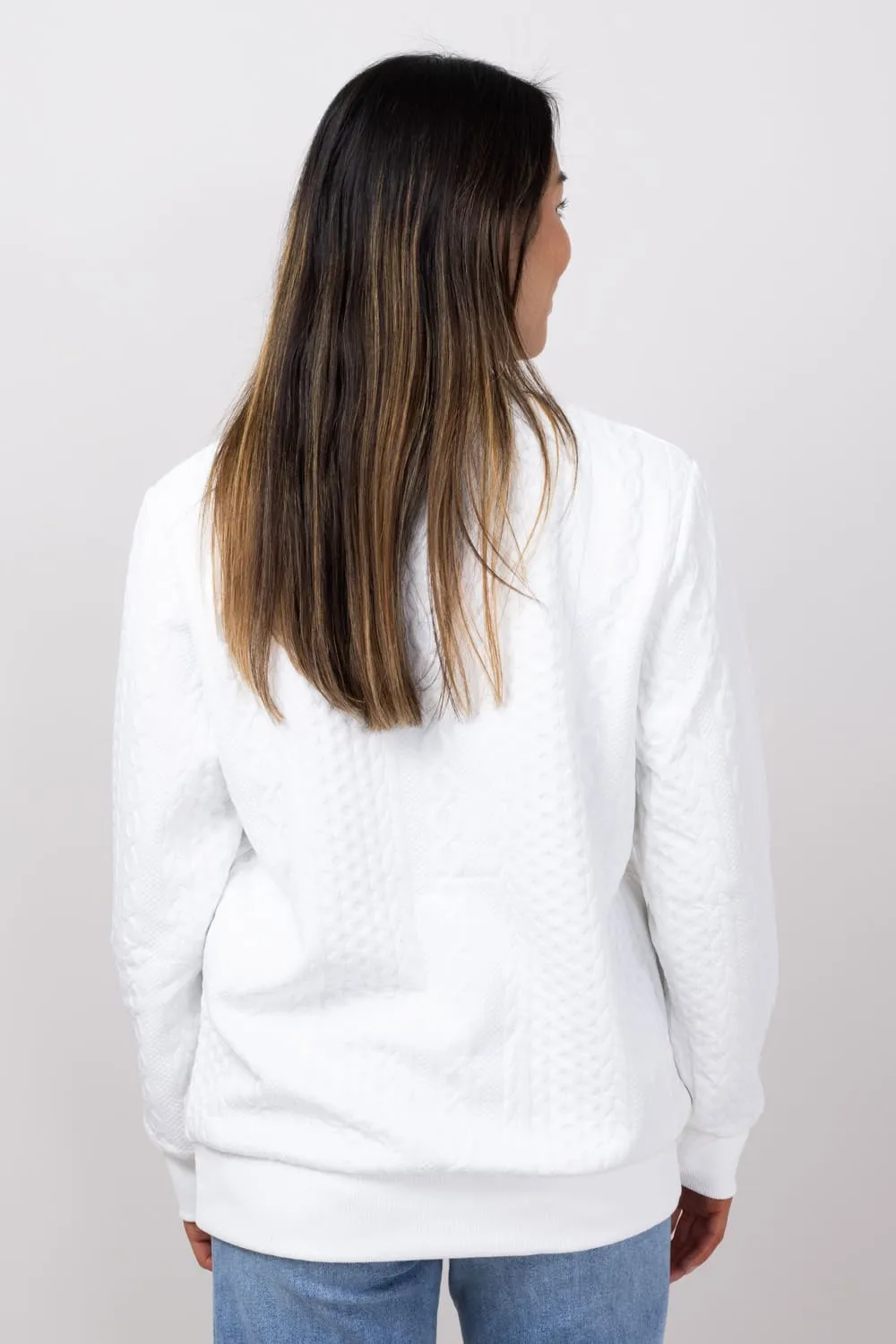 Simply Southern Braided FA LA LA Sweatshirt for Women in White | PP-0224-CREW-BRAID-FALALA sold by Glik’s product image thumbnail 2