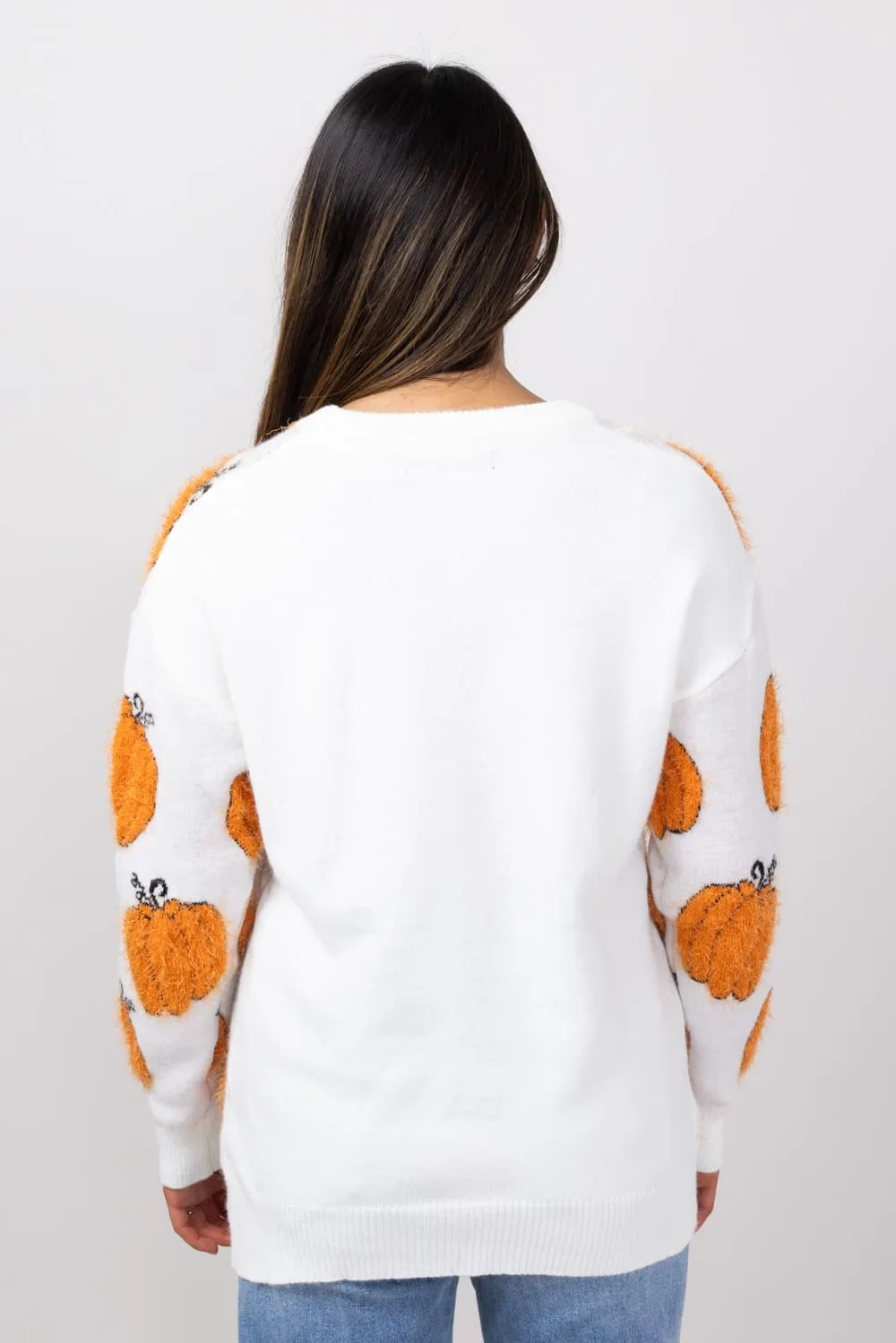 Simply Southern Fuzzy Crewneck Sweater for Women in Cream Pumpkin | PP-0224-SWTR-FZY-PUMPKIN sold by Glik’s product image thumbnail 2