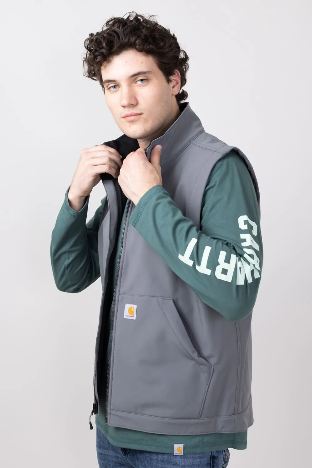 Carhartt Rain Defender Softshell Vest for Men in Steel | 106439-STL-STEEL sold by Glik’s product image thumbnail 4