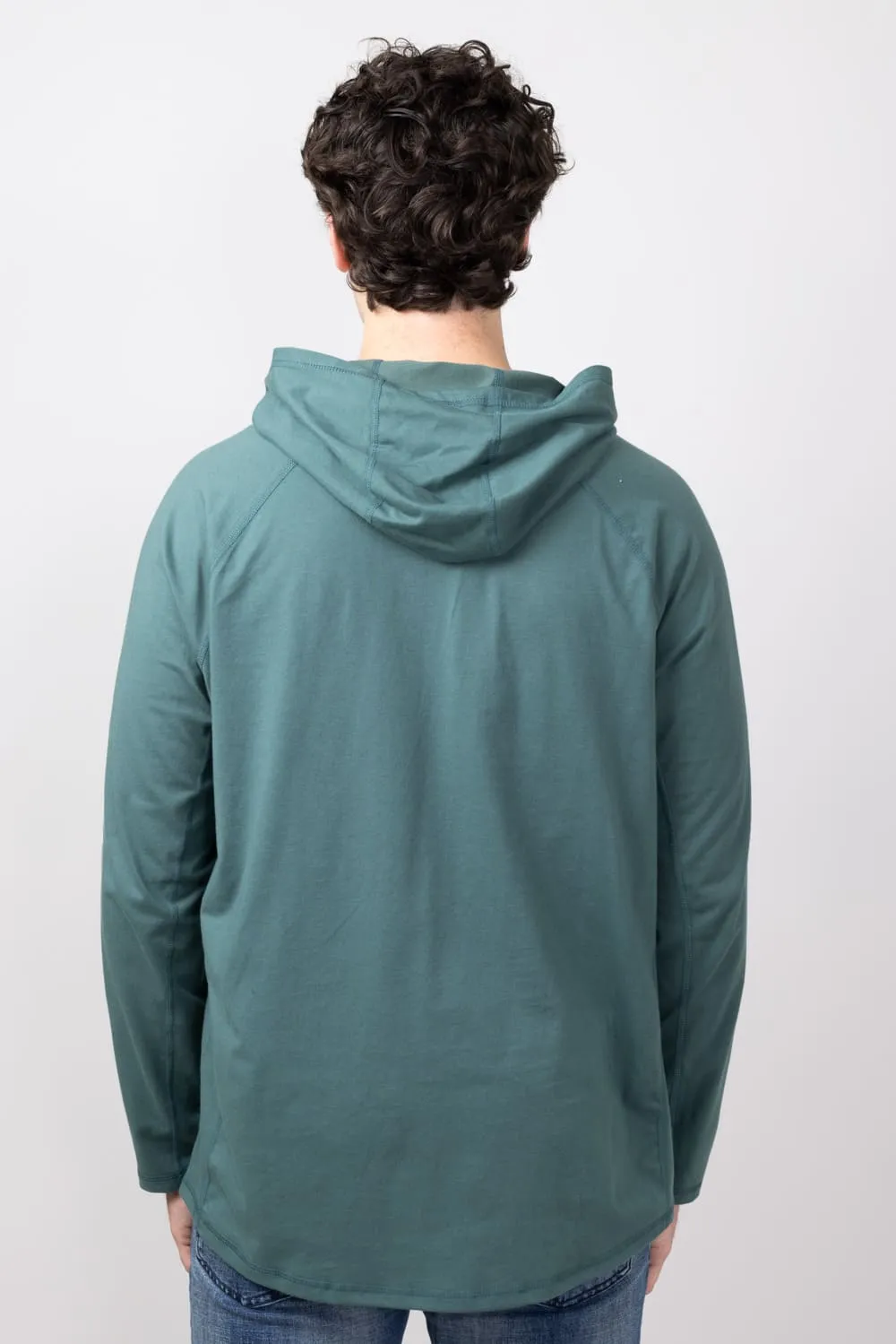 Carhartt Force Relaxed Fit Midweight Long Sleeve Logo Hooded T-Shirt for Men in Frosted Balsam | 106654-GH6-BALSAM sold by Glik’s product image thumbnail 2