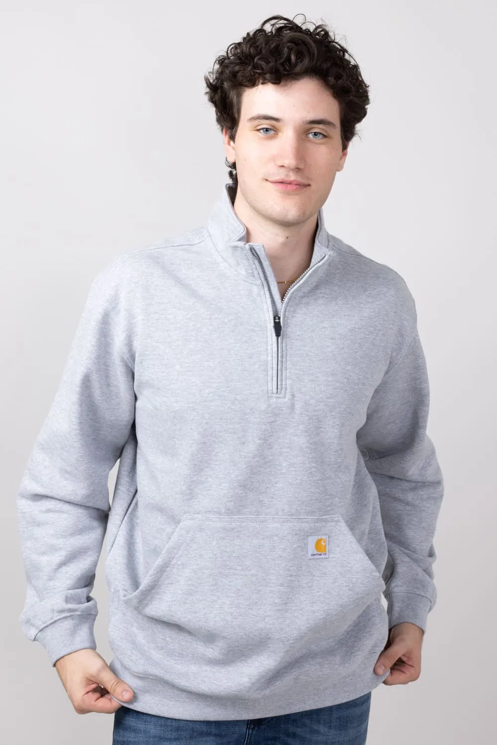 Carhartt Midweight Quarter Zip Sweatshirt for Men in Heather Grey | 105294-HGY-GREY sold by Glik’s product image thumbnail 3