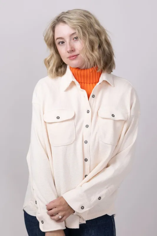Simply Southern Waffle Knit Shacket for Women in Parchment Cream | PP-0224-SHKT-WAFFLE-PARCH sold by Glik’s