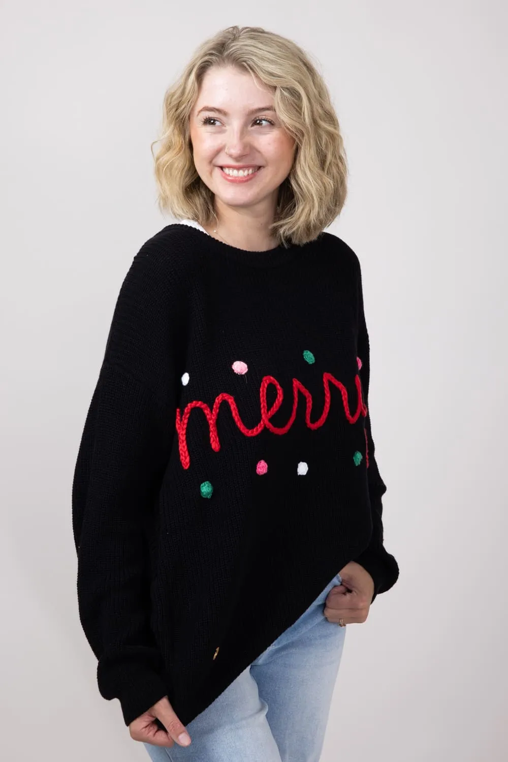 Simply Southern Merry Sweater for Women in Black | PP-0224-SWTR-KNT-MERRYBLACK sold by Glik’s product image thumbnail 4