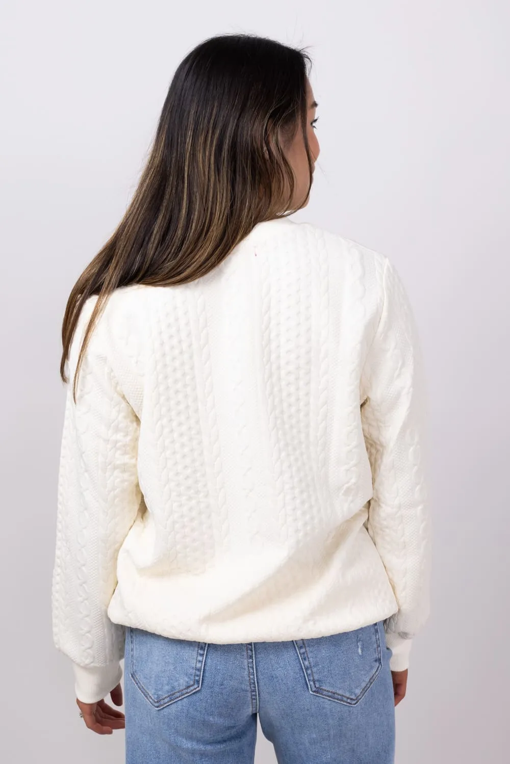 Simply Southern Thankful Braided Sweatshirt for Women in Cream | PP-0224-CREW-BRAID-TNKFL sold by Glik’s product image thumbnail 2