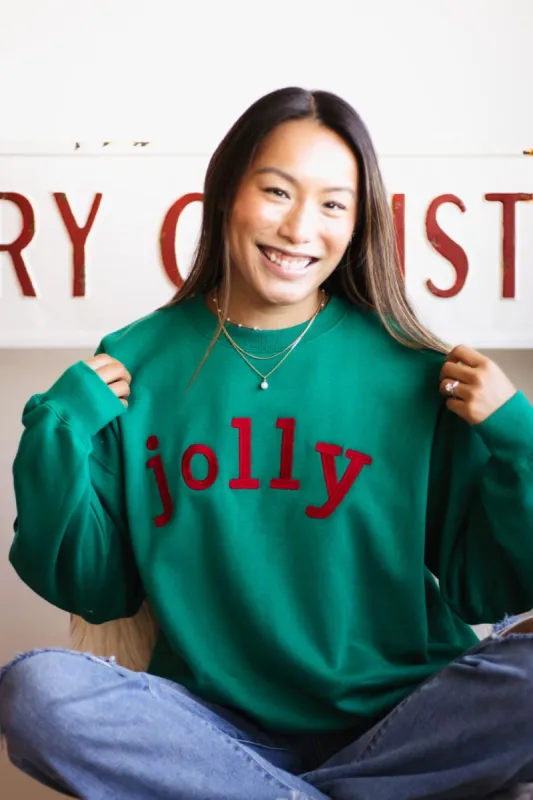 1897 Active Jolly Embroidered Fleece Sweatshirt for Women in Kelly Green | GT516-JOLLY-KELLYGREEN sold by Glik’s