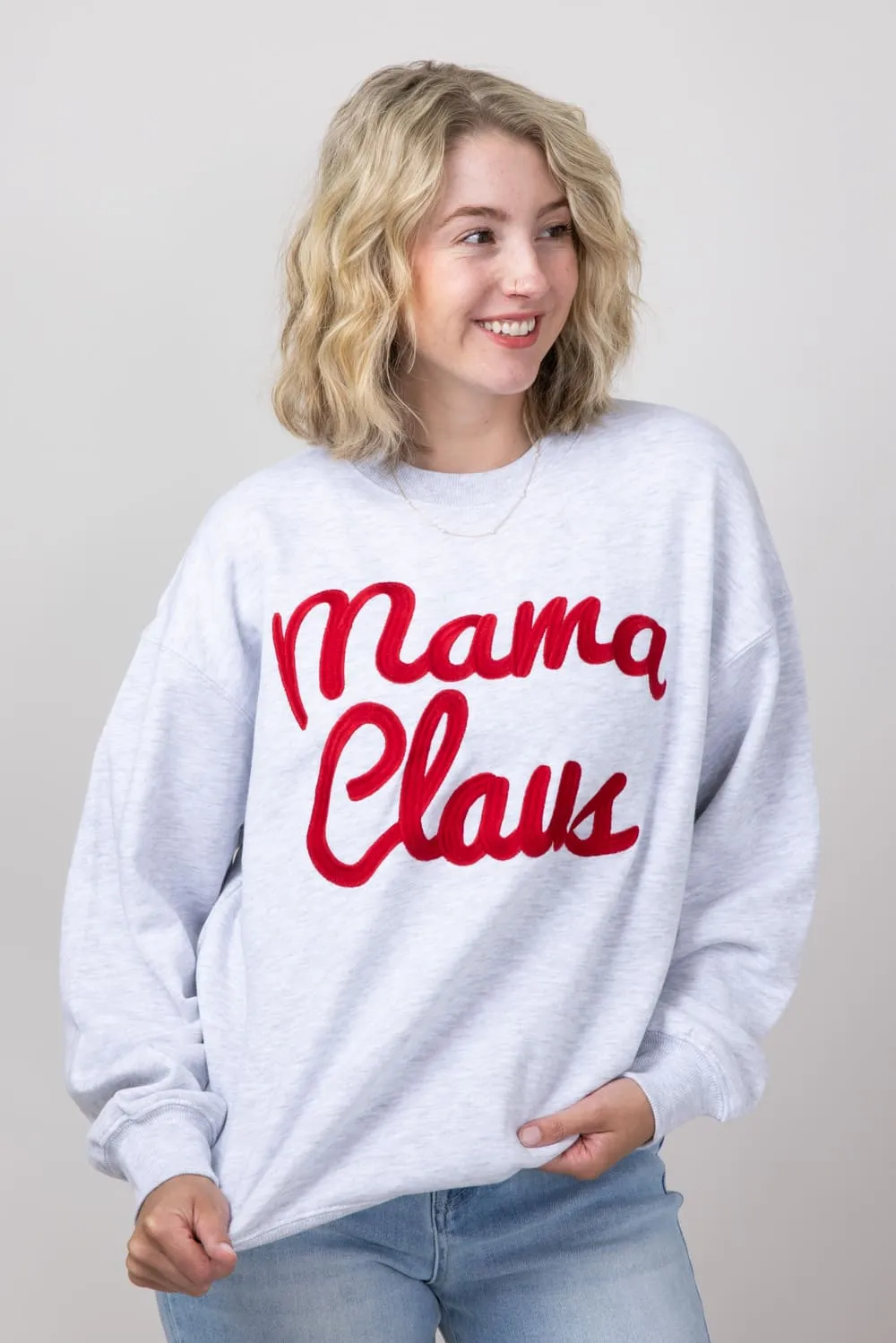 1897 Active Mama Claus Embroidered Fleece Sweatshirt for Women in Ice Grey | GT512-MAMACLAUSE sold by Glik’s product image thumbnail 4