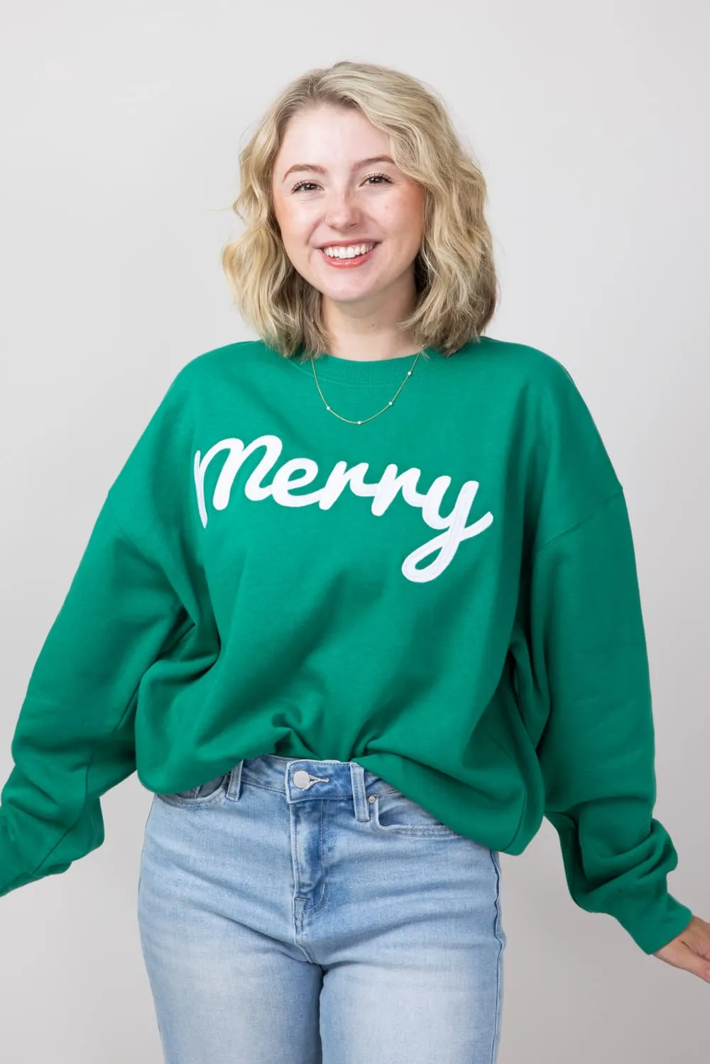 1897 Active Merry Patch Embroidered Fleece Sweatshirt for Women in Kelly Green | GT511-MERRY-KELLYGREEN sold by Glik’s product image thumbnail 4
