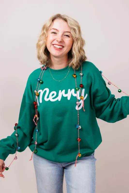 1897 Active Merry Patch Embroidered Fleece Sweatshirt for Women in Kelly Green | GT511-MERRY-KELLYGREEN sold by Glik’s