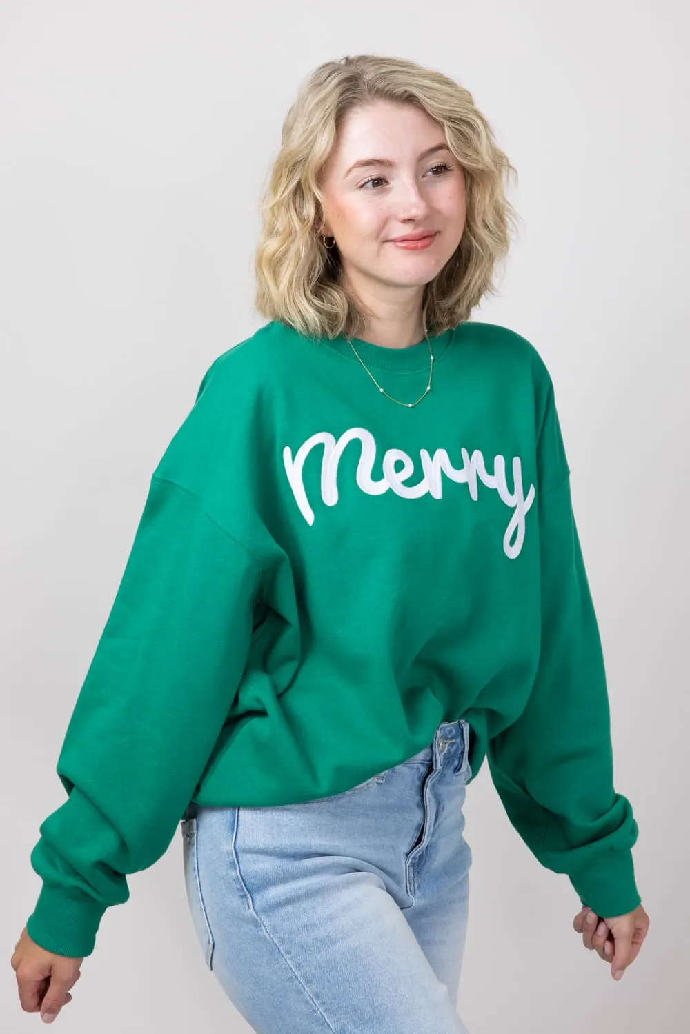 1897 Active Merry Patch Embroidered Fleece Sweatshirt for Women in Kelly Green | GT511-MERRY-KELLYGREEN sold by Glik’s product image thumbnail 5