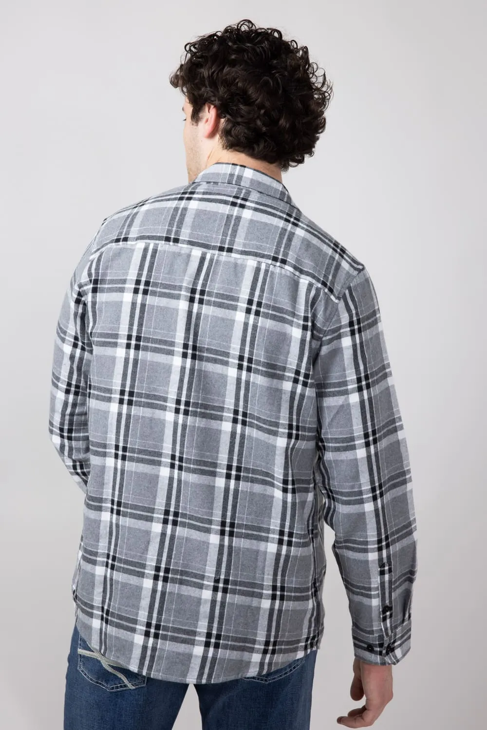 Plaid Flannel Shirt for Men in Grey | TQ8281GL-GREY sold by Glik’s product image thumbnail 4