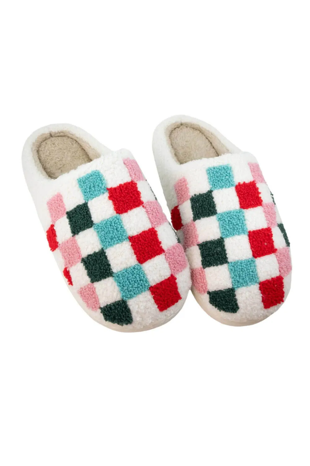 Multi Colored Checker Slippers for Women in White | KDC-SLPR-159-WHT sold by Glik’s product image thumbnail 2
