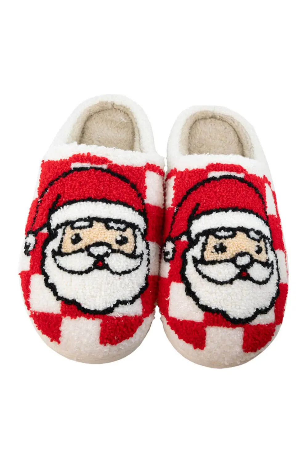 Christmas Checkered Santa Slippers for Women in White | KDC-SLPR-157-WHT sold by Glik’s product image thumbnail 3