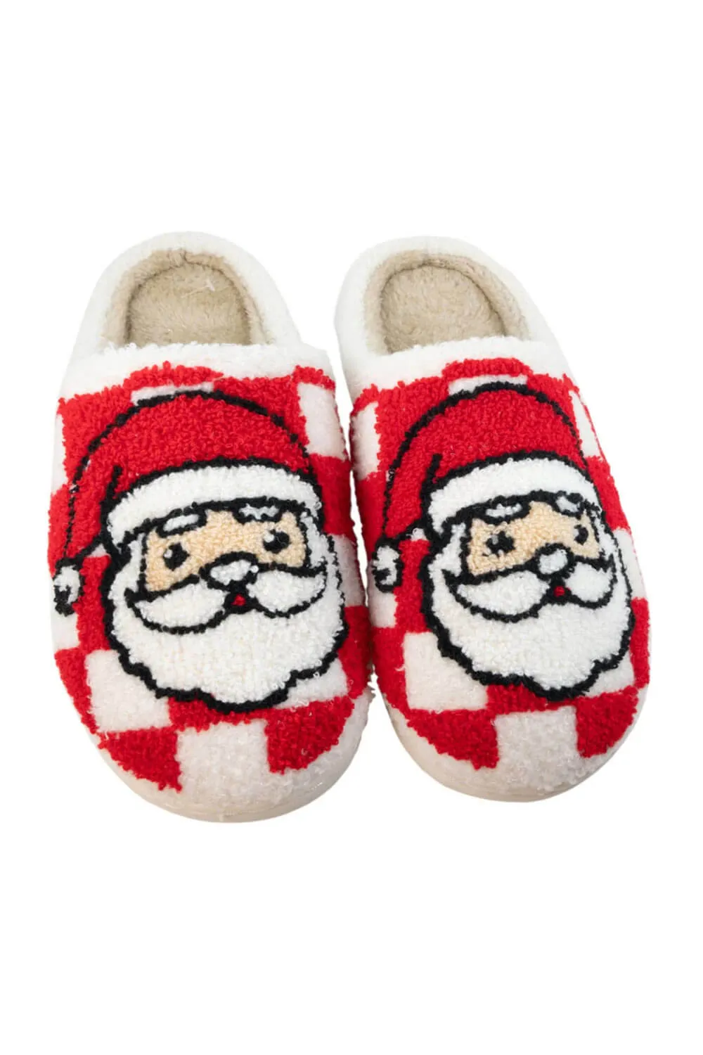 Christmas Checkered Santa Slippers for Women in White | KDC-SLPR-157-WHT sold by Glik’s product image thumbnail 2