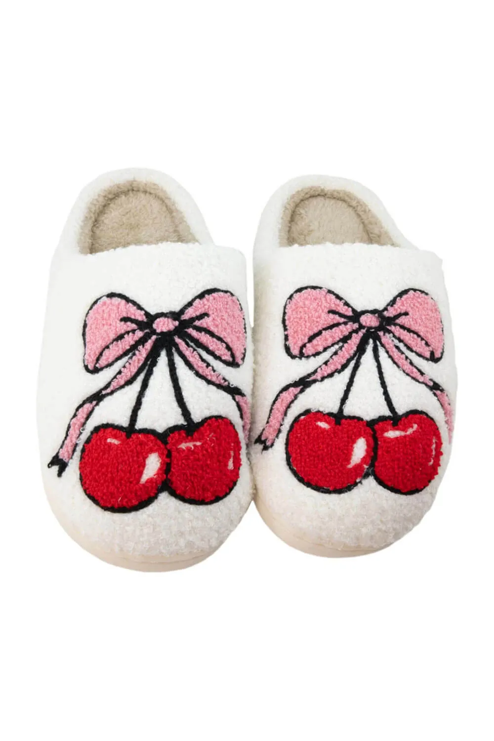 Cherry Bow Slippers for Women in White | KDC-SLPR-155-WHT sold by Glik’s
