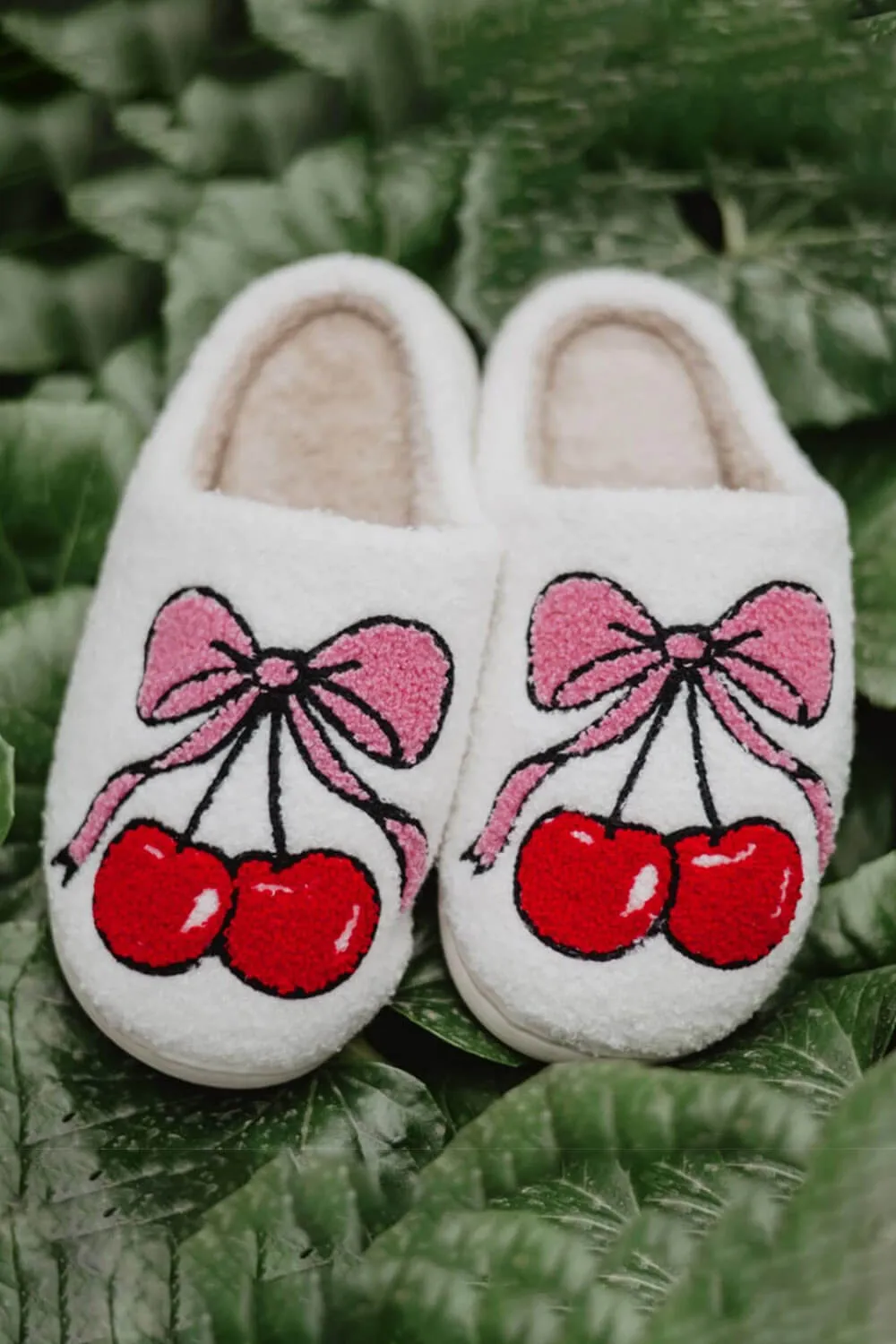 Cherry Bow Slippers for Women in White | KDC-SLPR-155-WHT sold by Glik’s product image thumbnail 2