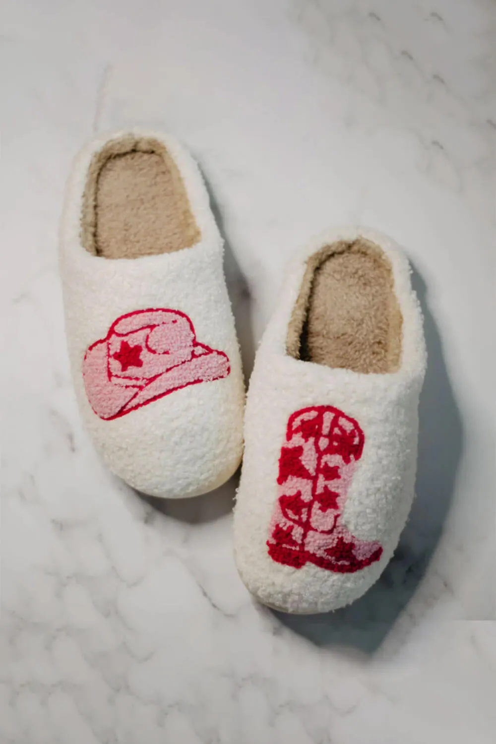 Cowboy Hat and Boot Slippers for Women in White | KDC-SLPR-120-WHT sold by Glik’s product image thumbnail 2