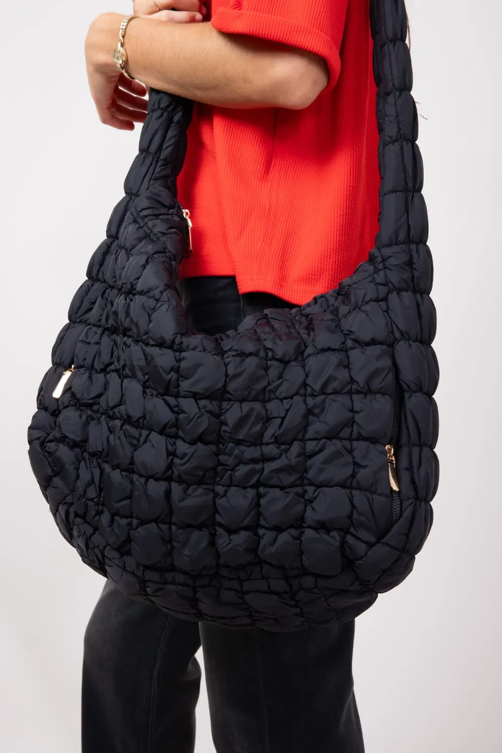 Large Quilted Puffer Bag for Women in Black | EG10279-BLACK sold by Glik’s