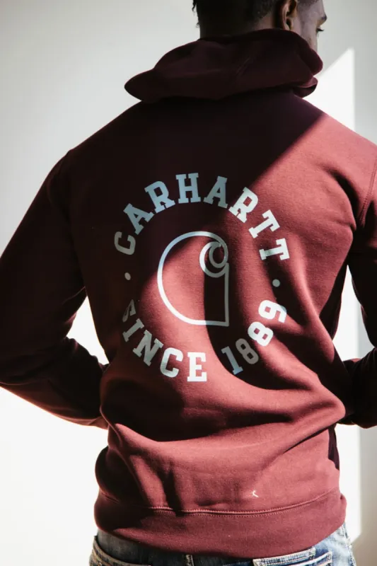 Carhartt 1889 Rain Defender Loose Fit Midweight Logo Graphic Sweatshirt for Men in Port | 106388-PRT-PORT sold by Glik’s