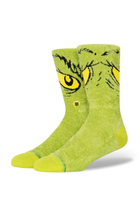 Stance DA DA DAGRINCH Crew Socks for Men in Green | A555D23DA-GRN XMAS sold by Glik’s