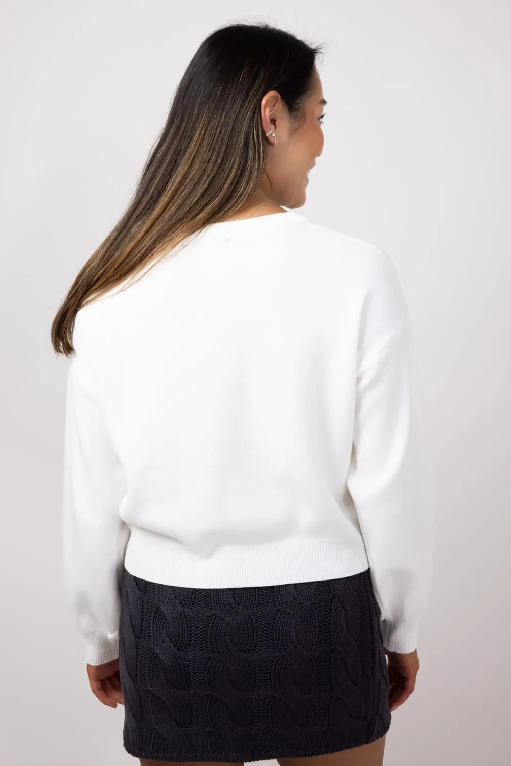 Fuzzy Merry Christmas Holiday Sweater for Women in Ivory | 18014-IVORY sold by Glik’s product image thumbnail 2