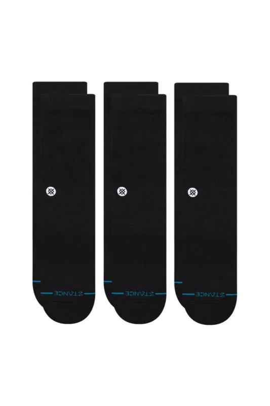 Stance 3 Pack Icon Crew Socks for Men in Black | M556D18ICP-BLK sold by Glik’s