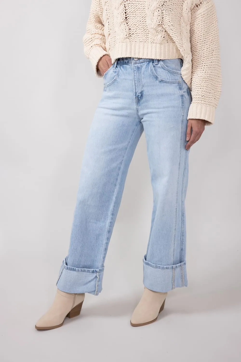 Vervet High Rise Baggy Wide Jeans for Women | T6515 sold by Glik’s product image thumbnail 2