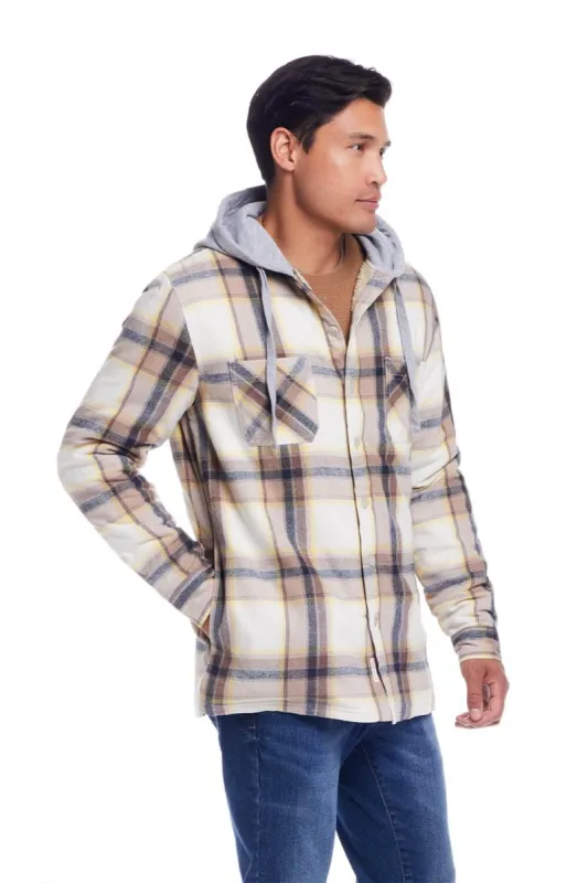Weatherproof Vintage Sherpa Lined Hooded Shirt Jacket for Men in Wheat | F245456GK-WHEAT sold by Glik’s