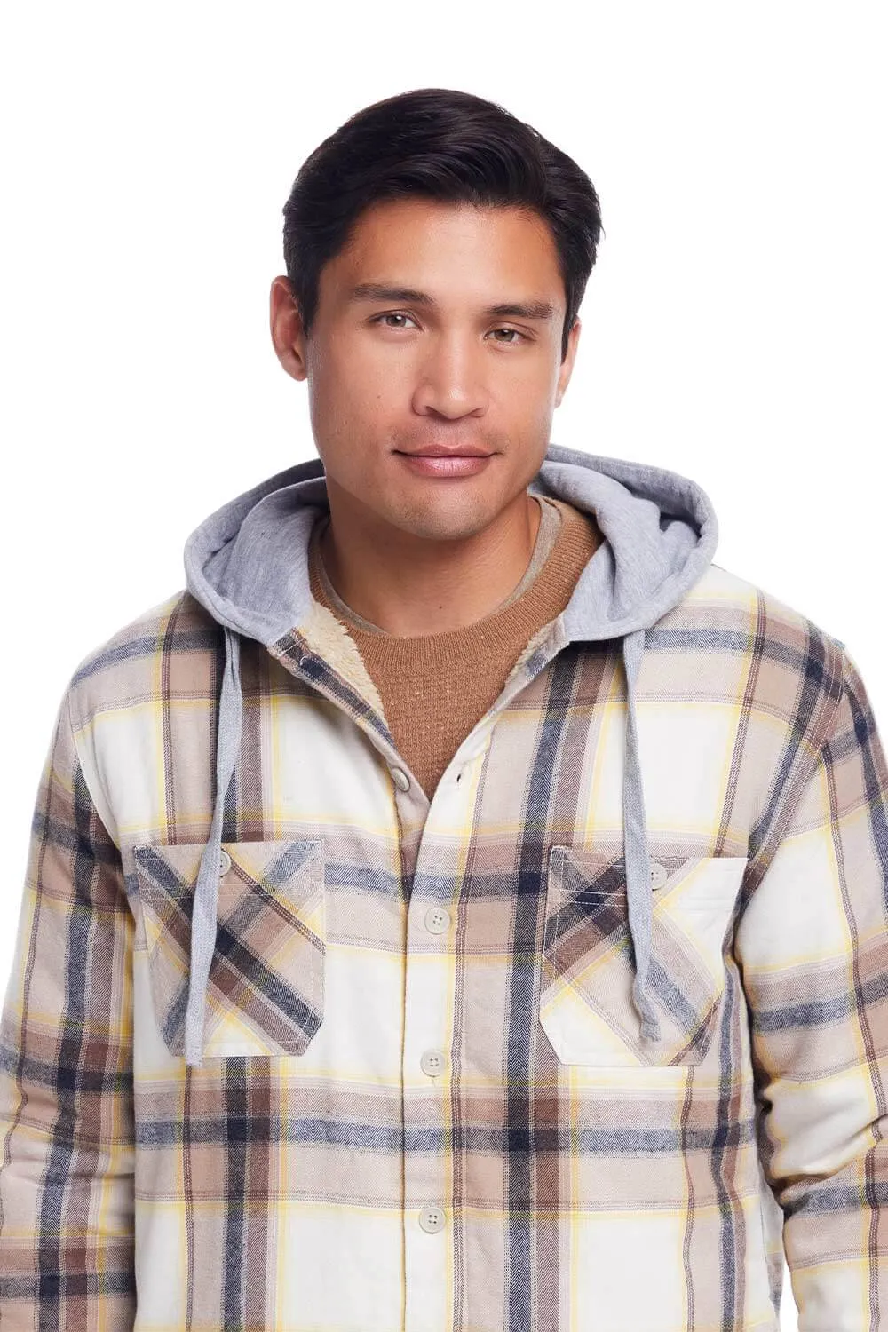 Weatherproof Vintage Sherpa Lined Hooded Shirt Jacket for Men in Wheat | F245456GK-WHEAT sold by Glik’s product image thumbnail 3