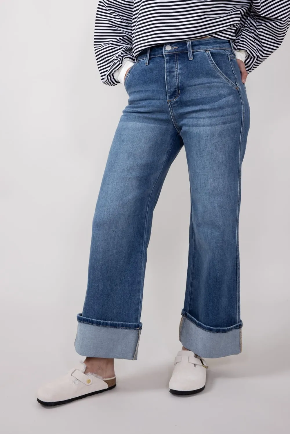 Mica High Rise Wide Cuffed Leg Jeans for Women | MTT-W3311 sold by Glik’s product image thumbnail 3