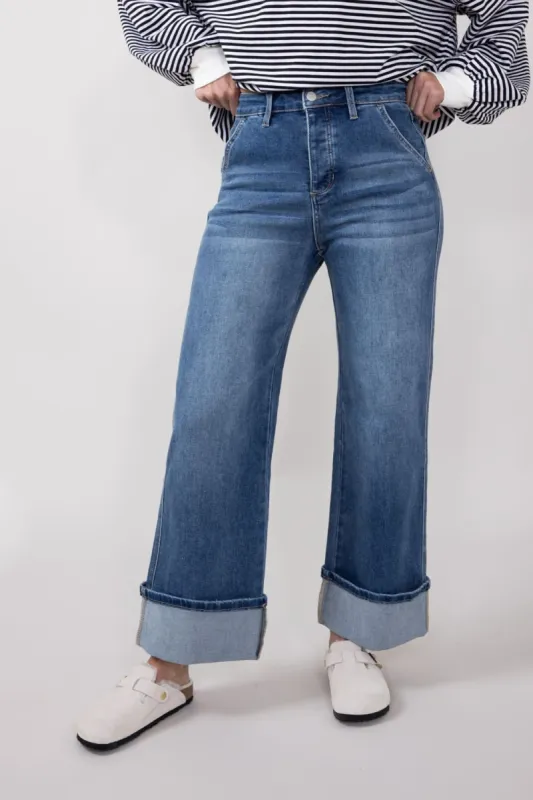 Mica High Rise Wide Cuffed Leg Jeans for Women | MTT-W3311 sold by Glik’s