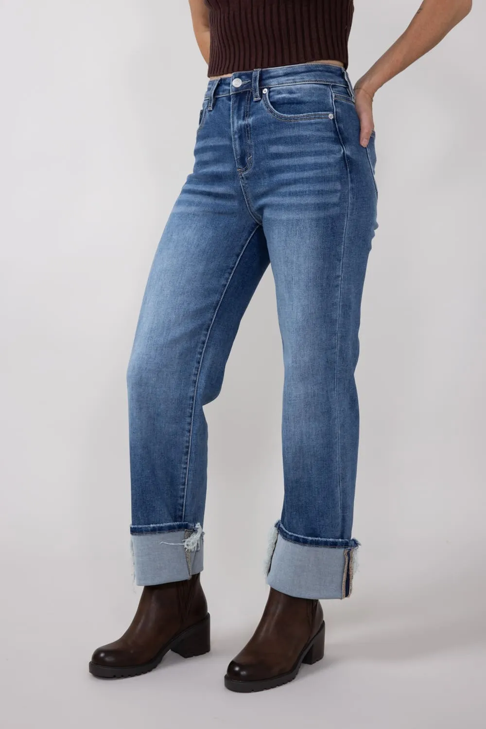 Mica Super High Rise Straight Cuffed Jeans for Women | MDP-T3308 sold by Glik’s product image thumbnail 2