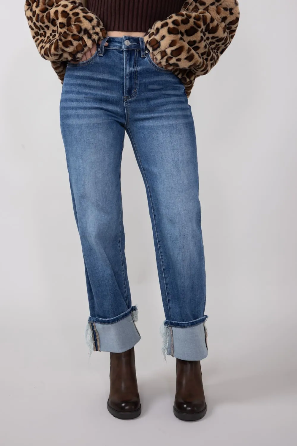 Mica Super High Rise Straight Cuffed Jeans for Women | MDP-T3308 sold by Glik’s