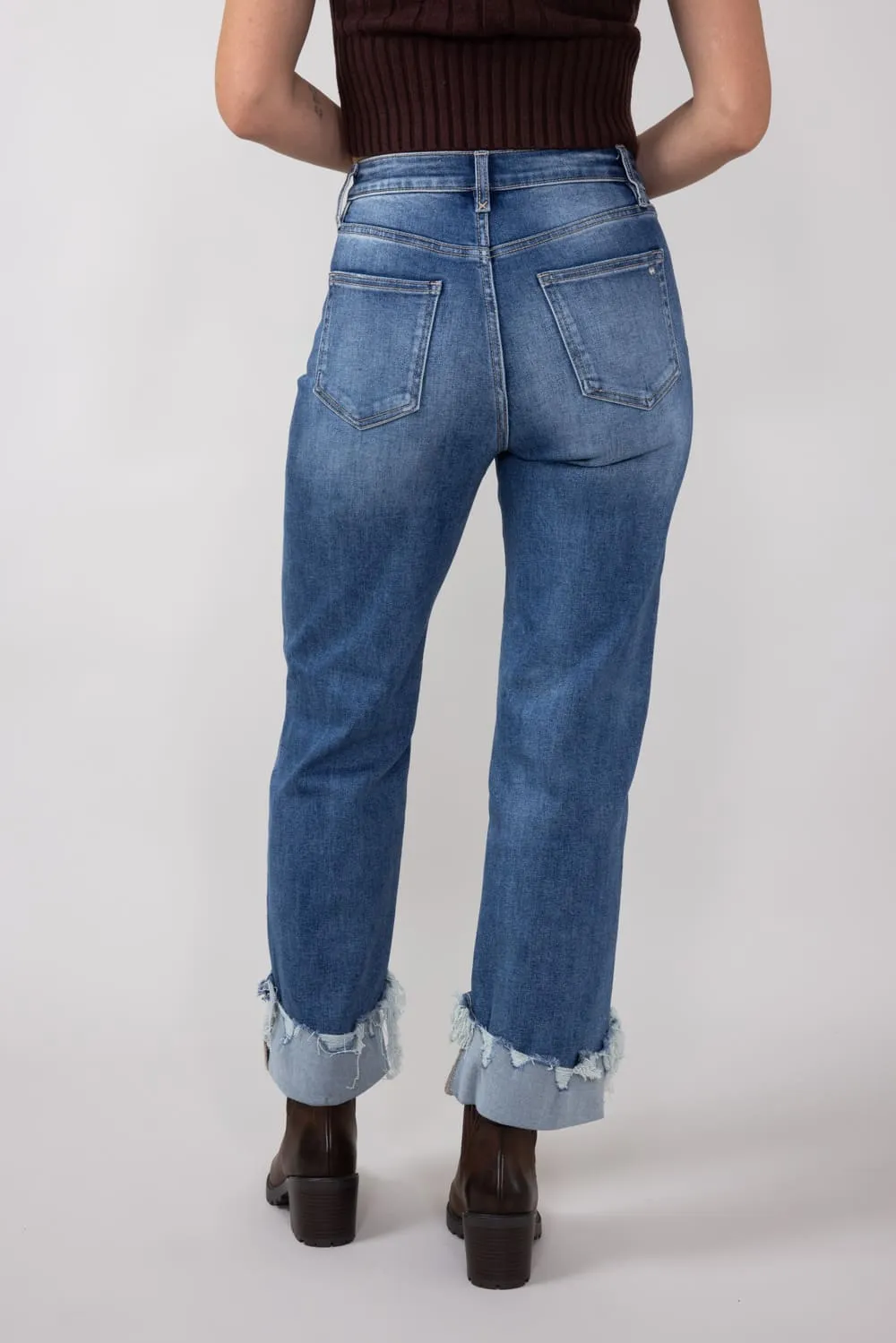 Mica Super High Rise Straight Cuffed Jeans for Women | MDP-T3308 sold by Glik’s product image thumbnail 3