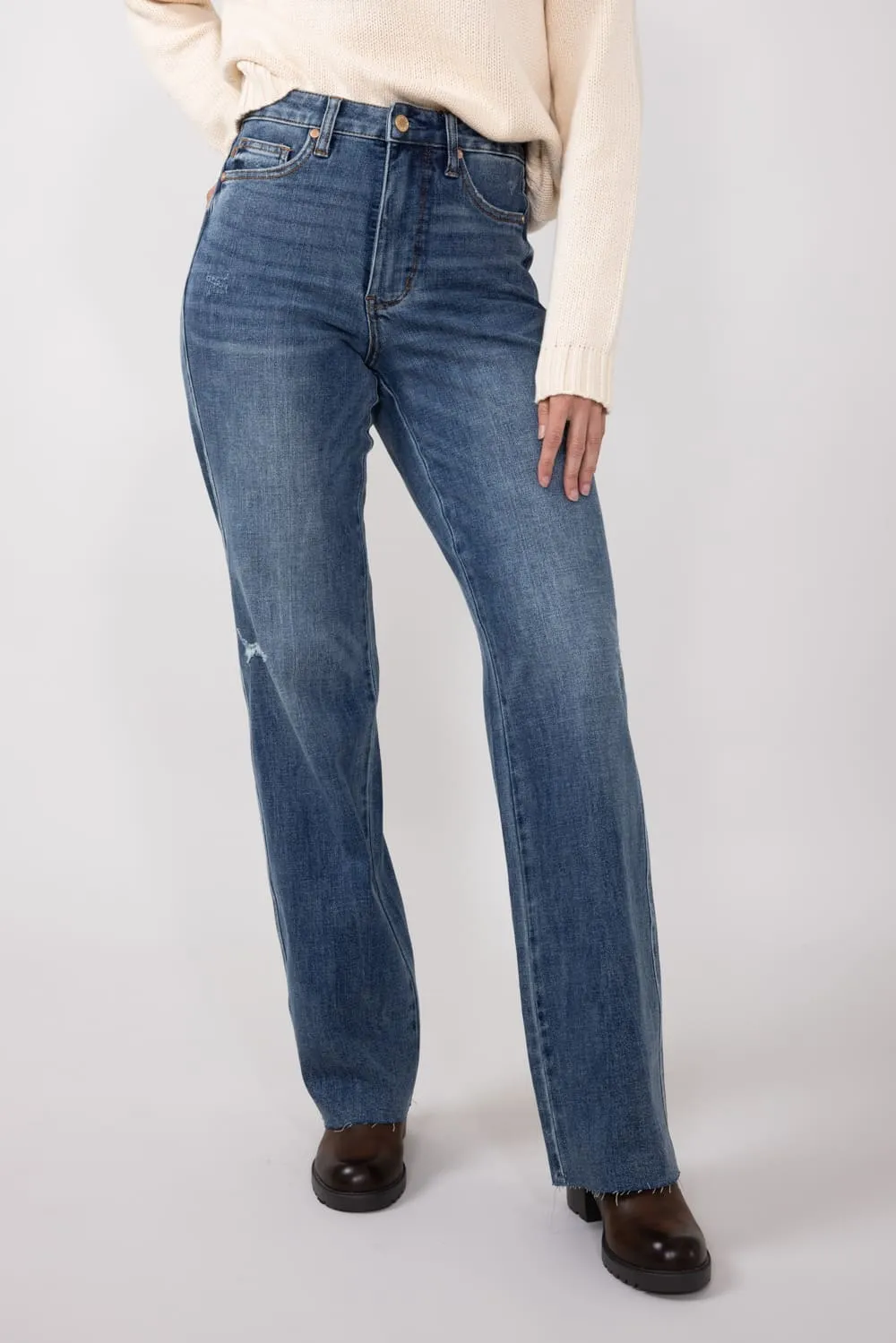 Judy Blue High Waist Raw Hem Straight Jeans for Women | 88848-REG sold by Glik’s product image thumbnail 2