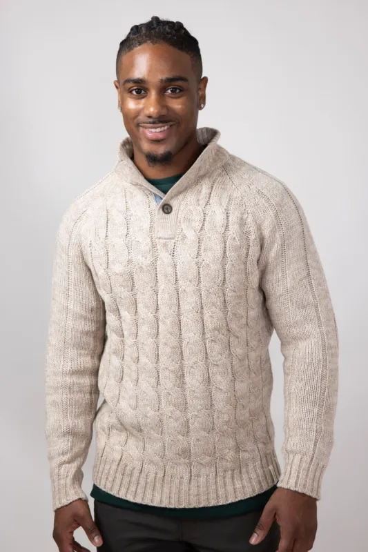Weatherproof Vintage Cable Button Neck Sweater for Men in Beige | F2440639GK-BEIGE sold by Glik’s