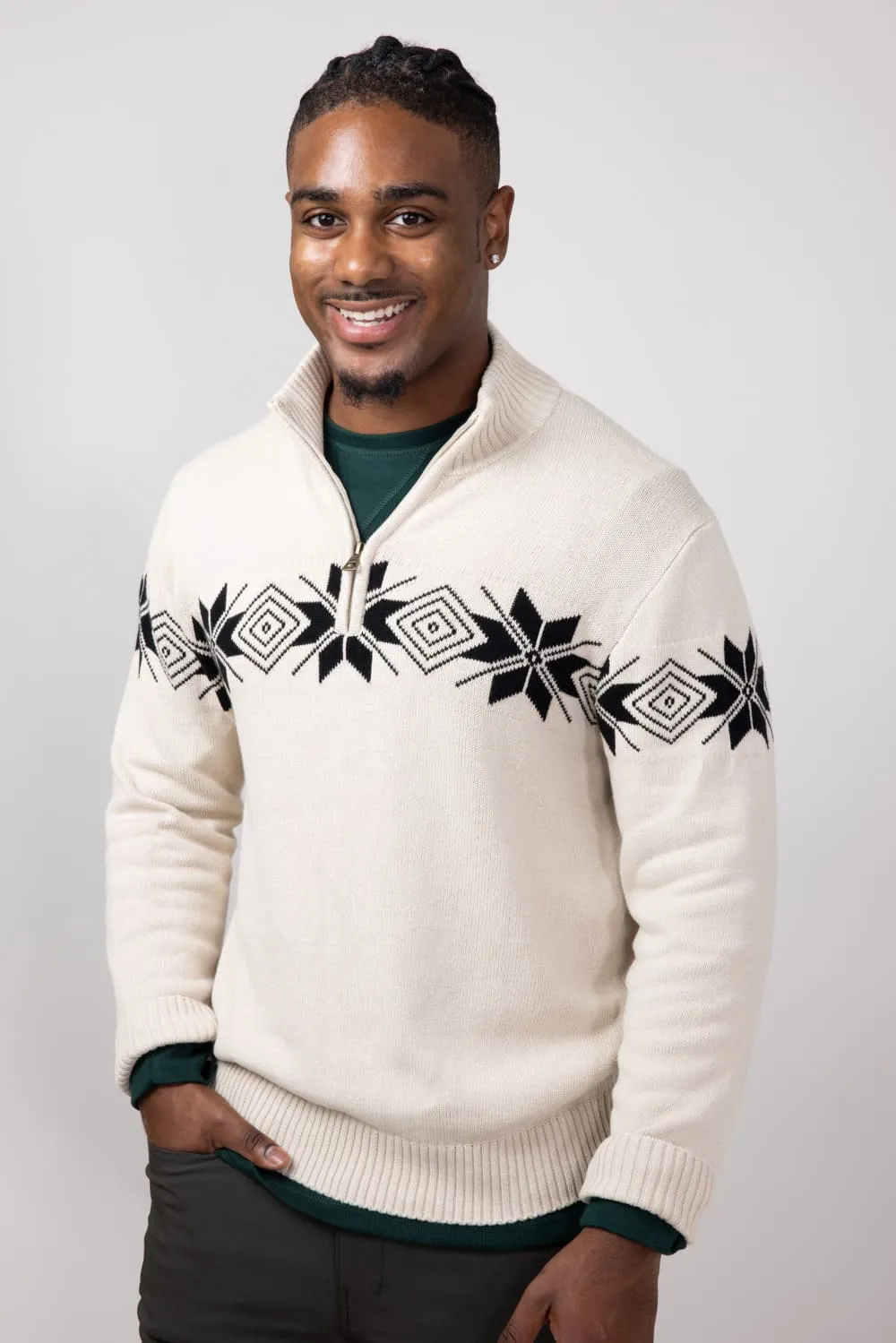 Weatherproof Vintage Snowflake Quarter Zip Sweater for Men in Beige | F2440572GK-BEIGE sold by Glik’s product image thumbnail 3