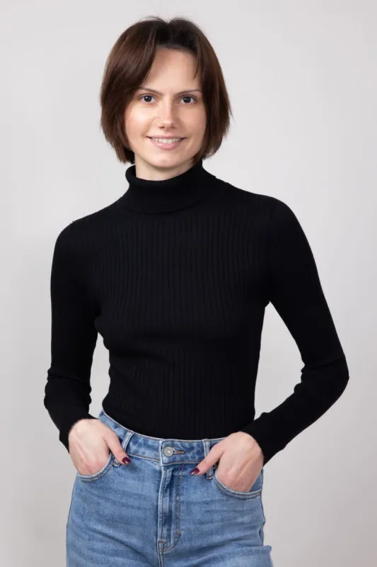 Love Tree Turtleneck Long Sleeve Bodysuit for Women in Black | 9792WN-BLACK sold by Glik’s