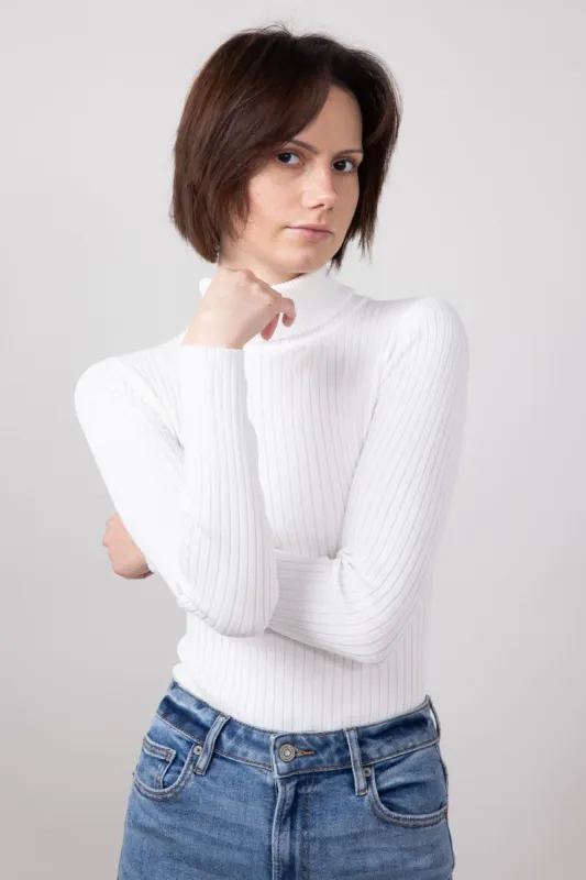 Love Tree Turtleneck Long Sleeve Bodysuit for Women in White | 9792WN-IVORY sold by Glik’s